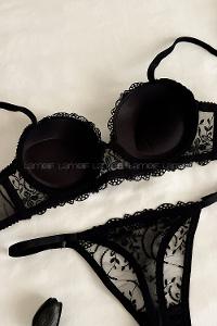 Black Cotton Fabric Underwire Support 