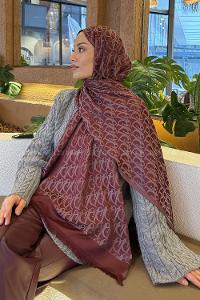 Lamelif Dior Desen Kaşmir Çift Taraflı Şal Bordo