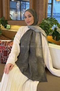 Lamelif Bulut Desen Müslin Şal Haki