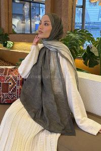 Lamelif Bulut Desen Müslin Şal Haki