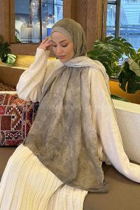 Lamelif Bulut Desen Müslin Şal Mint Yeşili