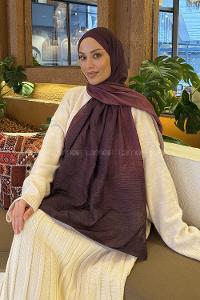 Lamelif Bulut Desen Müslin Şal Mürdüm