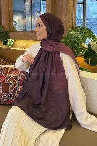 Lamelif Bulut Desen Müslin Şal Mürdüm