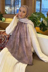 Lamelif Bulut Desen Müslin Şal Pudra