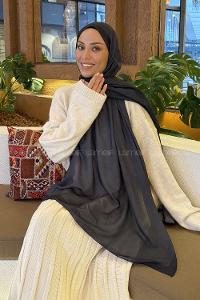 Anthracite Burgundy Cotton Fabric Straight Shawl