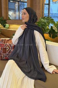 Anthracite Burgundy Cotton Fabric Straight Shawl