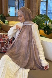 Lamelif Bulut Desen Müslin Şal Sütlü Kahve