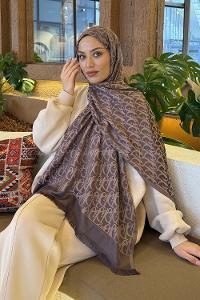 Lamelif Dior Desen Kaşmir Çift Taraflı Şal Tozlu Kahve
