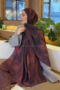 Lamelif Elegant Desen Müslin Şal Bordo