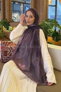 Lamelif Elegant Desen Müslin Şal Gül Kurusu