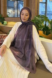 Lamelif Elegant Desen Müslin Şal Gül Kurusu