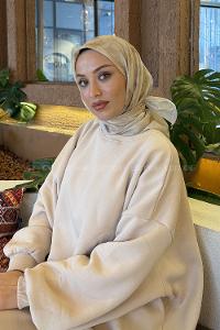 Lamelif Bulut Desen Soft Eşarp Bej