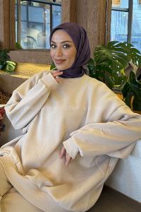 Lamelif Bulut Desen Soft Eşarp Eflatun