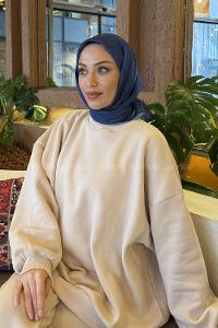 Lamelif Bulut Desen Soft Eşarp Gece Mavisi