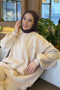 Lamelif Bulut Desen Soft Eşarp Koyu Bordo