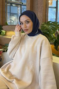 Lamelif Bulut Desen Soft Eşarp Lacivert