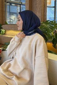 Lamelif Bulut Desen Soft Eşarp Lacivert