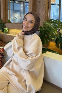 Lamelif Bulut Desen Soft Eşarp Siyah Kahverengi