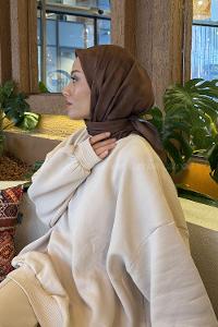 Lamelif Bulut Desen Soft Eşarp Sütlü Kahve