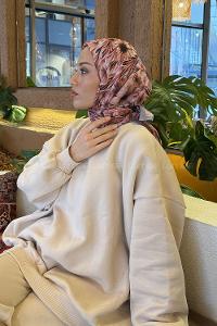 Powder Cotton Fabric Striped Flowering Straight Printed Scarf