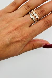 Lamelif Gold Kristal Taşlı Baget Ayarlanabilir Yüzük