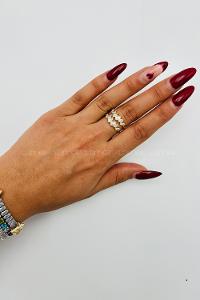 Lamelif Gold Kristal Taşlı Baget Ayarlanabilir Yüzük