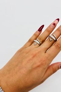 Lamelif Gümüş Kristal Taşlı Sarmal Ayarlanabilir Yüzük