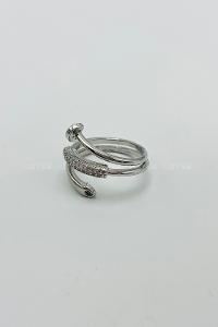 Lamelif Gümüş Kristal Taşlı Sarmal Ayarlanabilir Yüzük