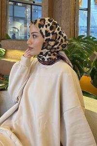 Claret Red Cotton Fabric Striped Flowering Straight Printed Scarf