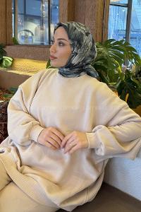 Lamelif Lotus Desen Soft Eşarp Adaçayı