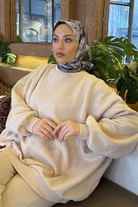 Lamelif Lotus Desen Soft Eşarp Bordo