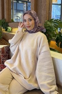 Lamelif Lotus Desen Soft Eşarp Gül Kurusu