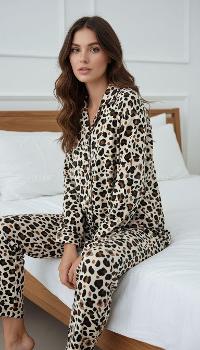Lamelif Leopar Desen Pijama Takımı