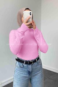 Candy Pink Turtle Neck Long Arm Cotton Body