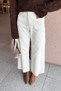 Beige Denim High Waist Denim Pants