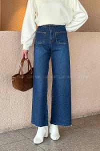Denim Blue Denim High Waist Denim Pants