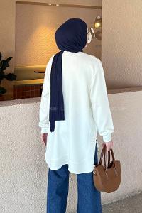 Lamelif Oysho Dikişli Sweat Ekru