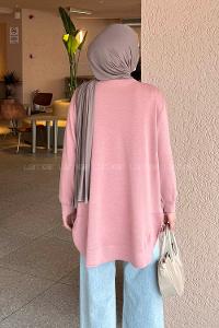 Lamelif Oysho Dikişli Sweat Gül Rengi