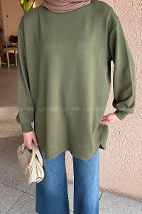 Lamelif Oysho Dikişli Sweat Haki