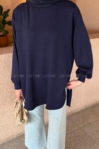 Lamelif Oysho Dikişli Sweat Lacivert