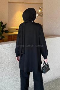 Lamelif Oysho Dikişli Sweat Siyah