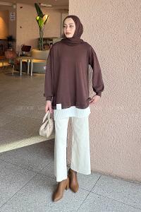 Bitter Brown Crew Neck Long Arm Sweatshirt