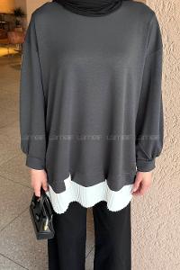 Lamelif Pilise Detaylı Tunik Antrasit