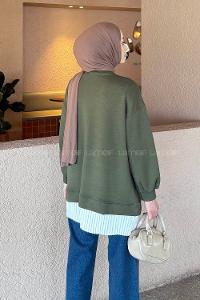 Lamelif Pilise Detaylı Tunik Haki