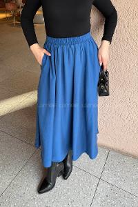 Indigo Cotton Flare Skirt