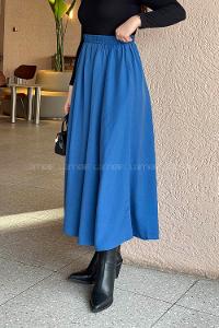 Indigo Cotton Flare Skirt