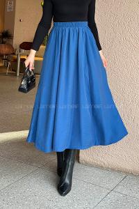 Indigo Cotton Flare Skirt