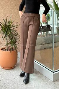 Lamelif Çımalı Scuba Pantolon Acı Kahve