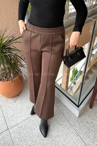 Lamelif Çımalı Scuba Pantolon Acı Kahve