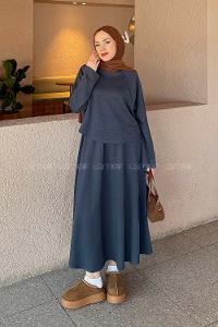 Anthracite Crew Neck Long Arm Cotton Regular Trousers Comfortable Suit